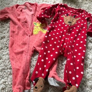 Kids Headquarters Cozy Red and Pink Footies